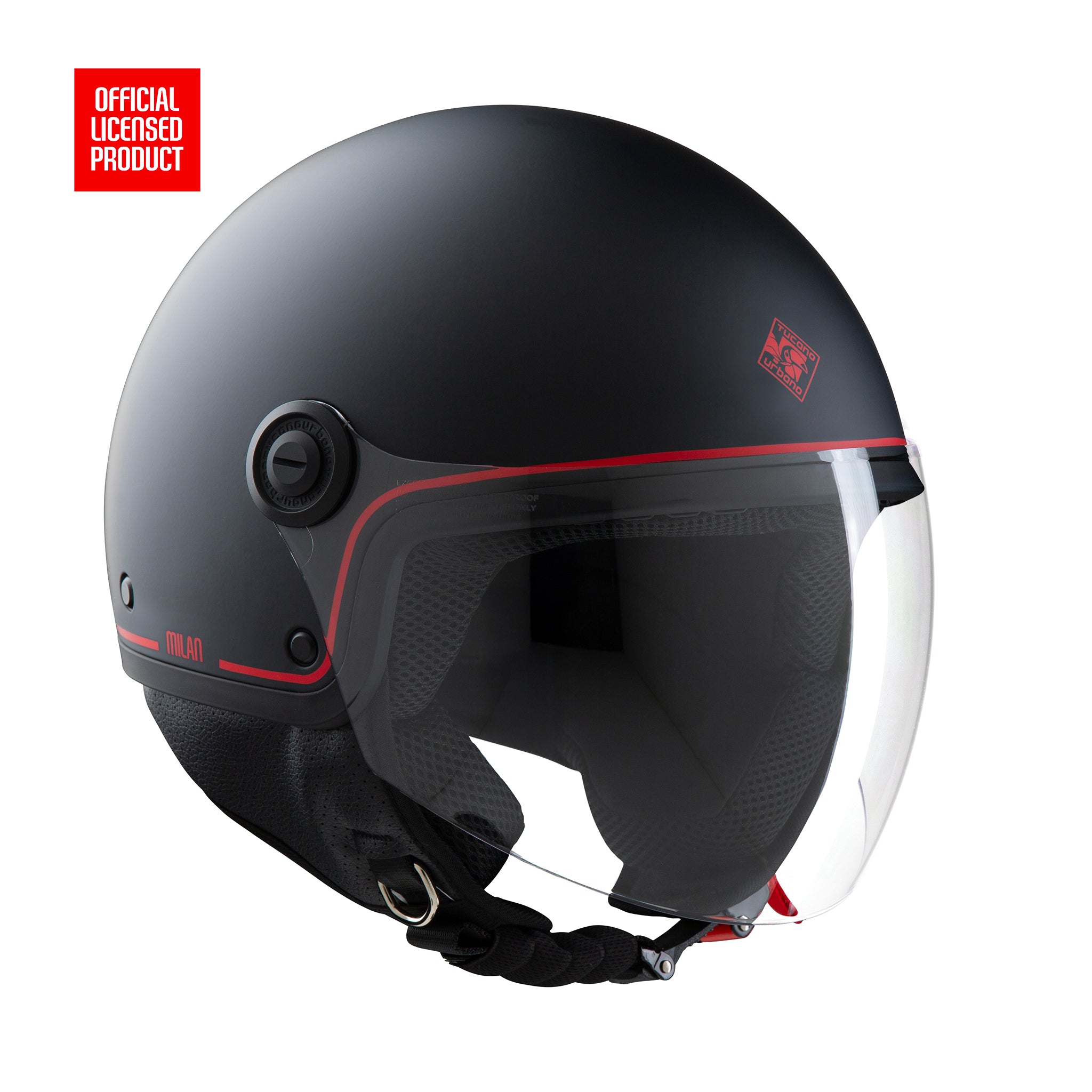 CASCO JET EL'JETTIN AC MILAN NERO OPACO E BIANCO TUCANO URBANO