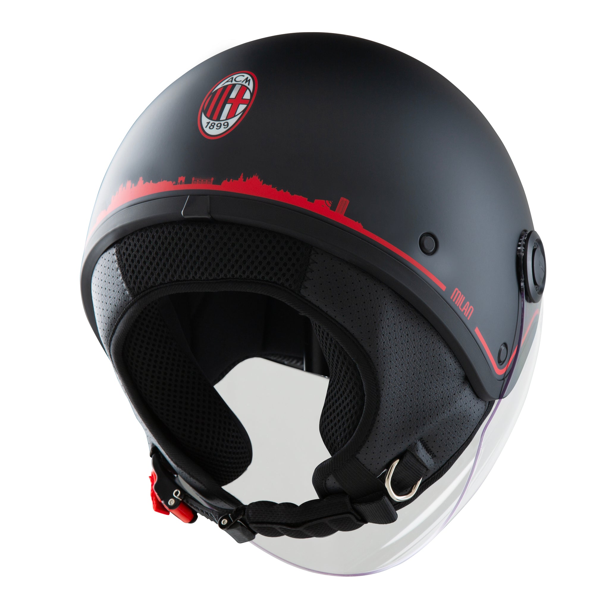 CASCO JET EL'JETTIN AC MILAN NERO OPACO E BIANCO TUCANO URBANO