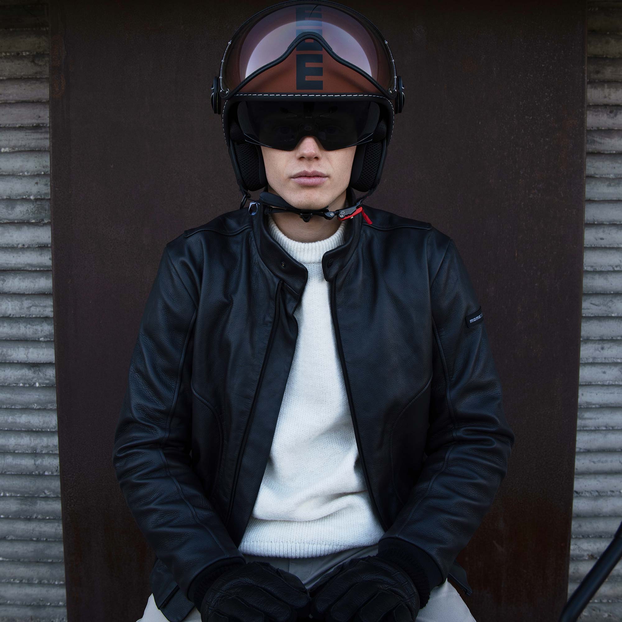 Casco Momo Design moto jet FGTR EVO Mono E2206 espresso opaco / nero