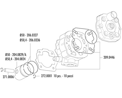 KIT DERBI SENDA,GPR H2O D.50 GHISA