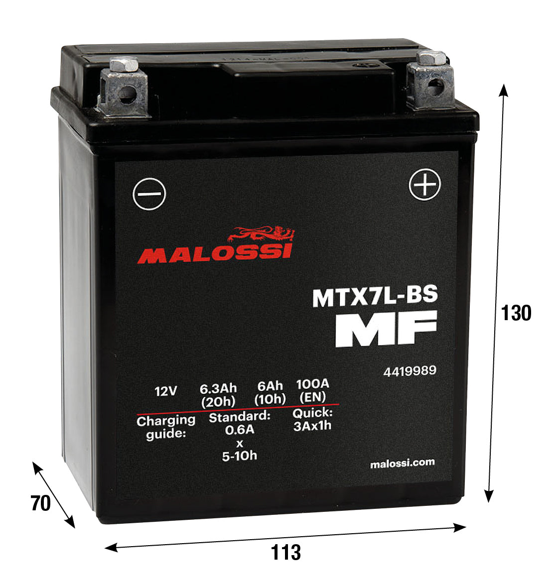 Batteria con acido Malossi MTX7L-BS MF APRILIA DERBI GARELLI HONDA VESPA 4419989