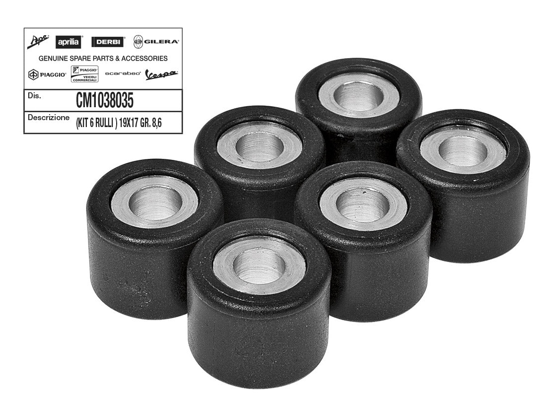Kit 6 rulli Ø 19x17 gr. 8,6 Piaggio APRILIA BENELLI DERBI GILERA VESPA CM1038035