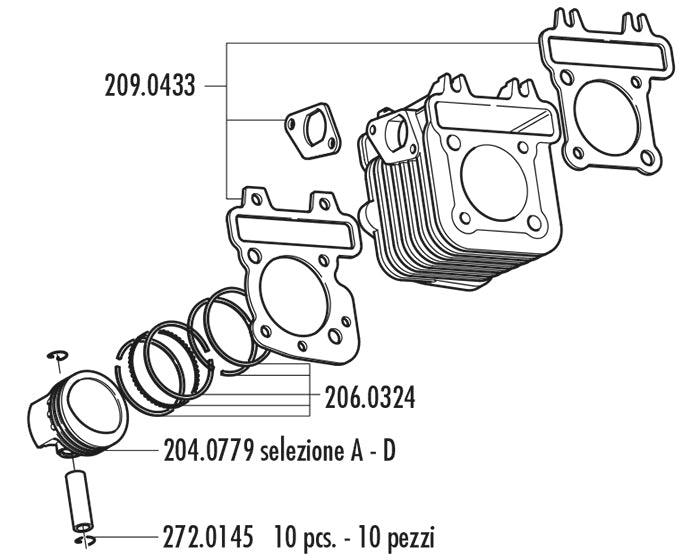 KIT PIAGGIO ZIP 50 4 TEMPI 2V.cilindrata 79 cc.