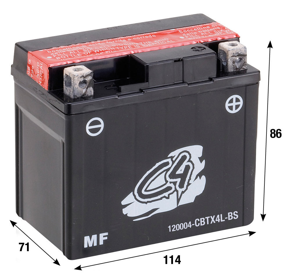 Batteria CBTX4L-BS C4 AEON GILERA HONDA HUSQVARNA KYMCO MBK PIAGGIO SYM 120004