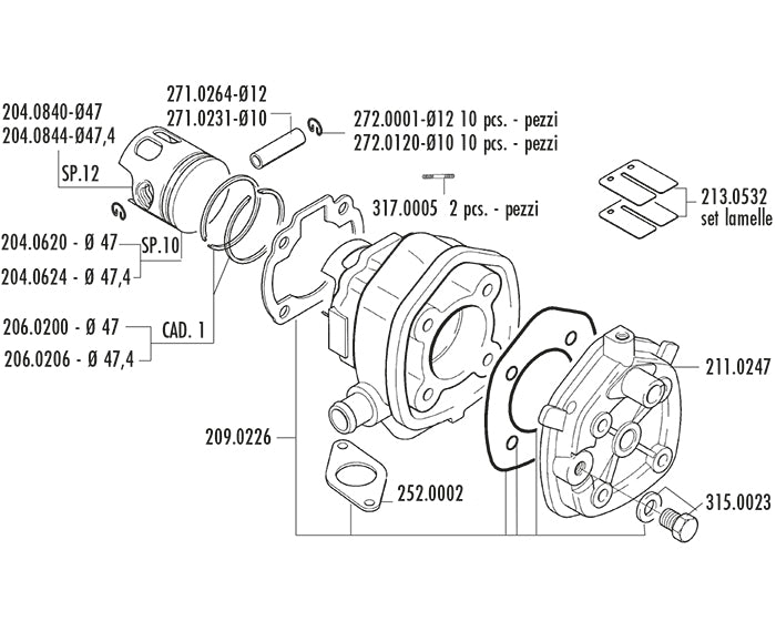KIT YAMAHA-MINAR.APRILIA SR H2O