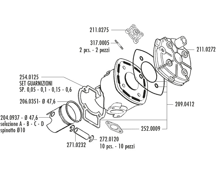 KIT YAMAHA-APRILIA H2O 47,6 SP.10