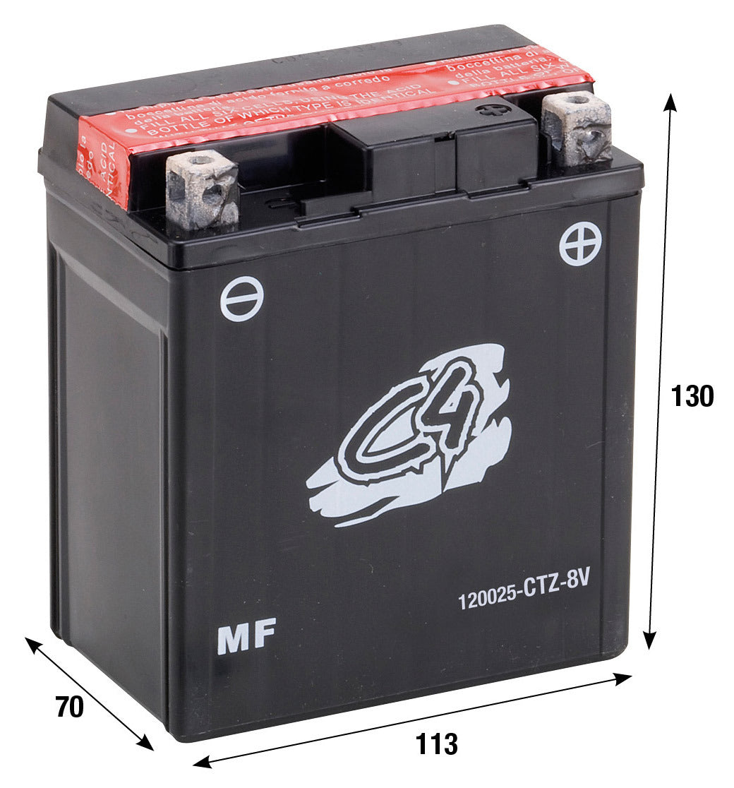 Batteria CTZ-8V C4 HONDA YAMAHA FORZA 125 PCX 125 SH 125 SH MODE 125 120025