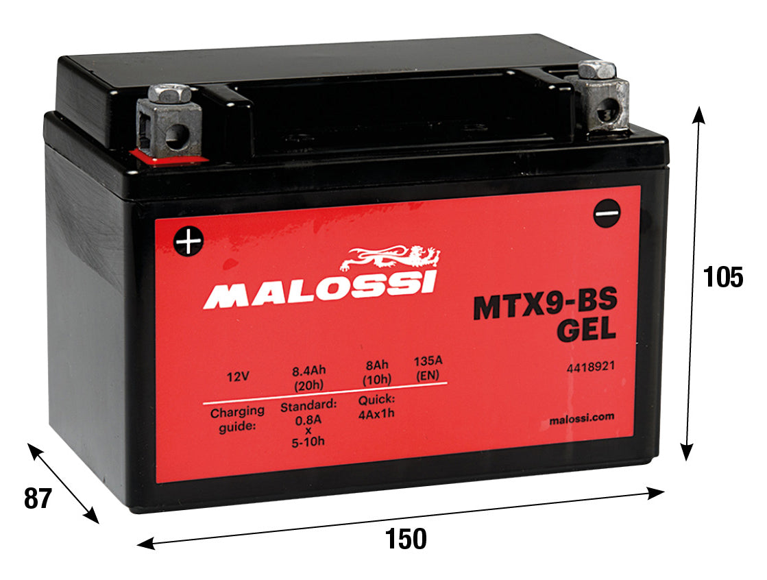 Batteria al gel Malossi MTX9-BS APRILIA BENELLI BETA BMW FANTIC MOTOR KL 4418921