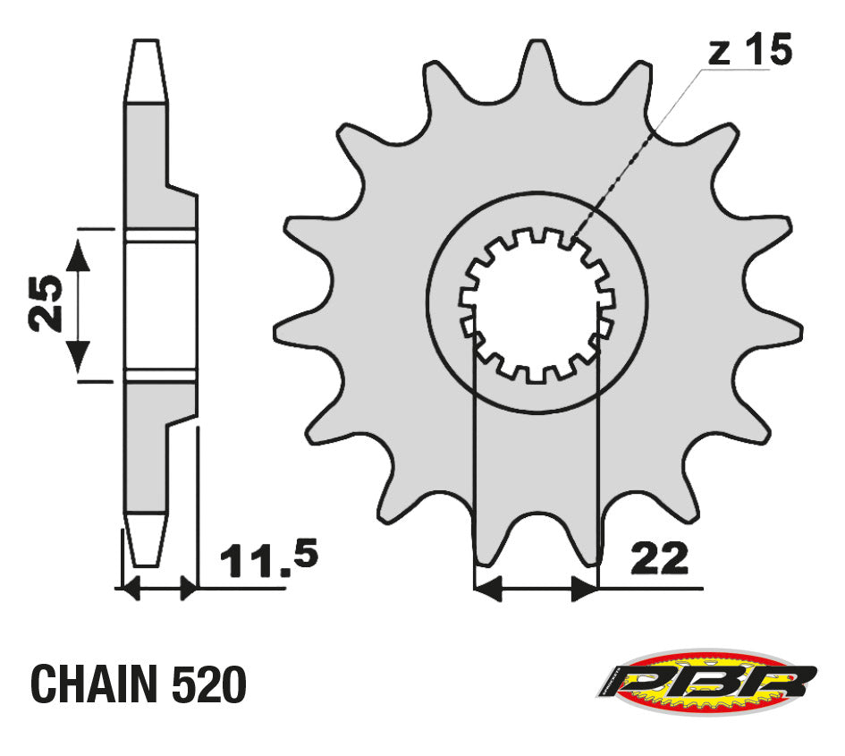 Pignone cat. 520 - Z=16 PBR CF MOTO EXPLORE 800 800 MT SPORT 2022-2025 1252 Z16