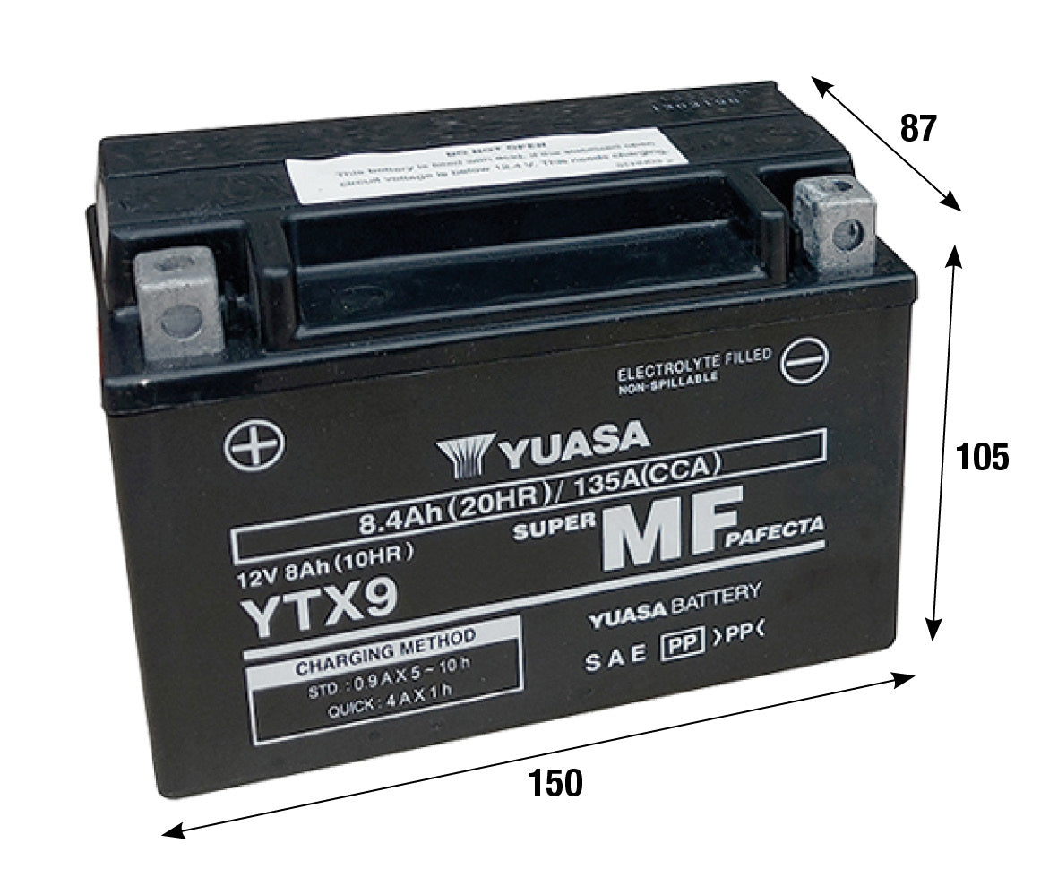 Batteria al gel Yuasa YTX9-FA APRILIA BENELLI BETA BMW FANTIC MOTOR KL 121037