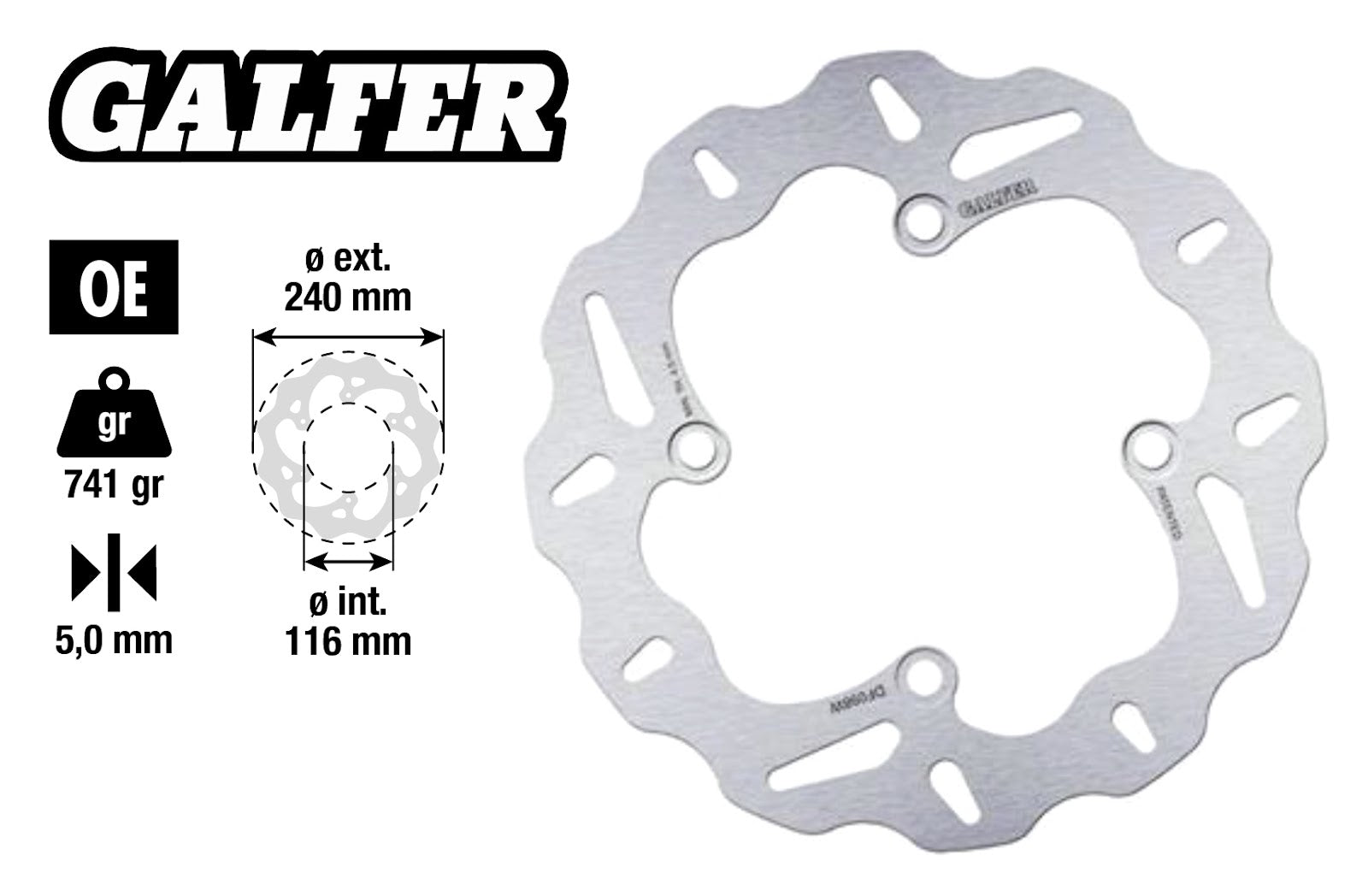 Disco freno Wave Honda X-ADV 750 post. Ø 240mm Galfer 2017-2021 2024 152037