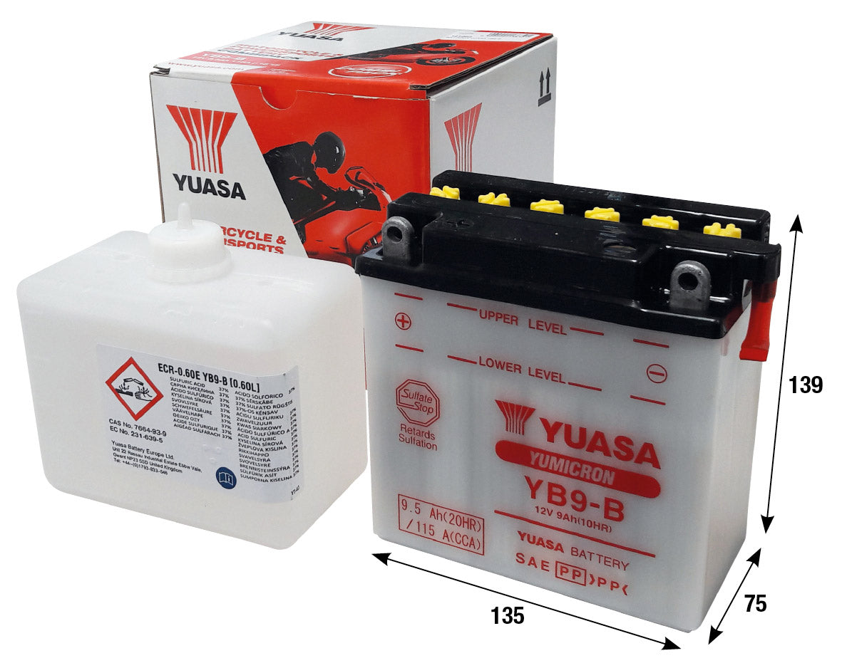 Batteria Yuasa YB9-B APRILIA CAGIVA DERBI GILERA ITALJET MALAGUTI PEUGEOT 121002