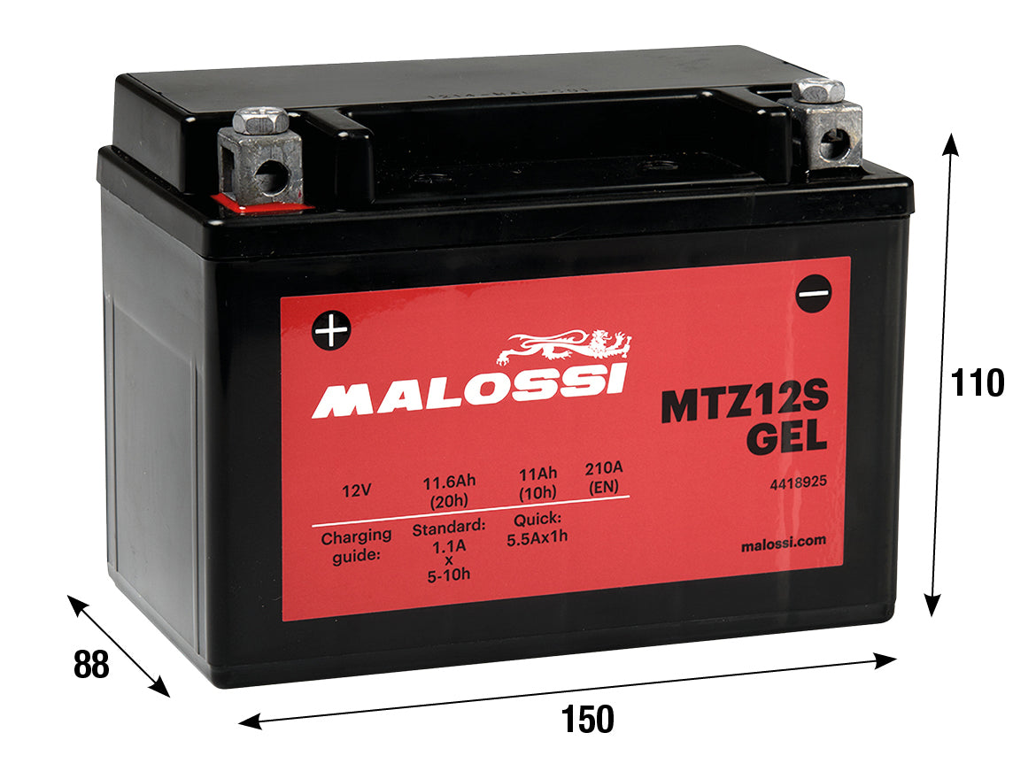 Batteria al gel Malossi MTZ12S HONDA KYMCO YAMAHA FORZA 250 JAZZ 250 4418925