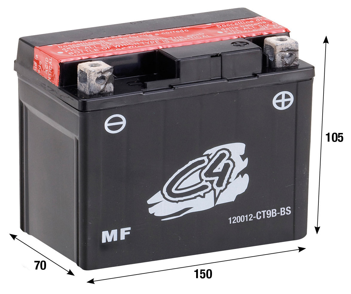 Batteria CT9B-BS C4 KYMCO YAMAHA PEOPLE S 125 PEOPLE S 150 X-MAX 125 120012