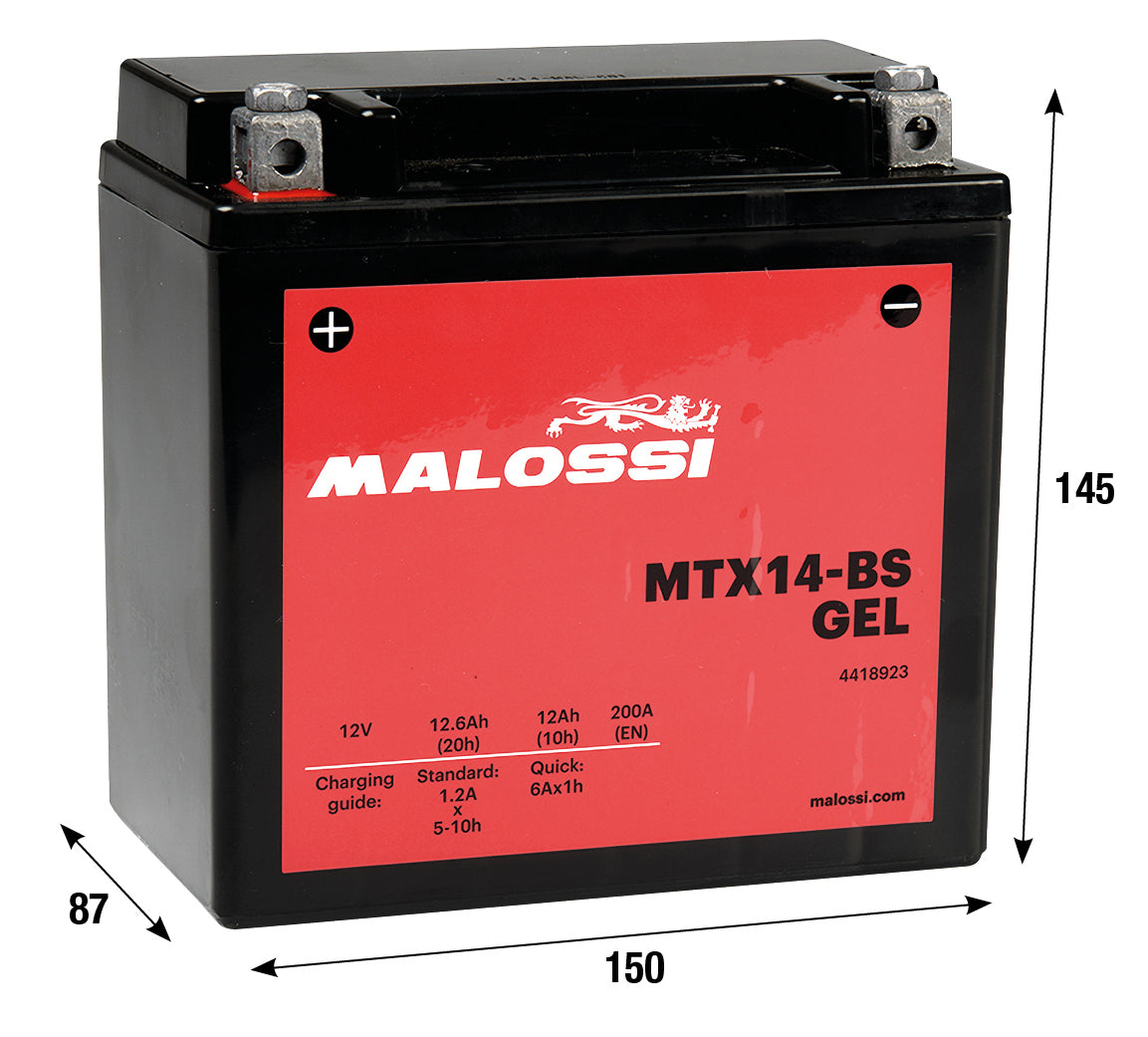 Batteria al gel Malossi MTX14-BS APRILIA BENELLI BMW GILERA ITALJET 4418923
