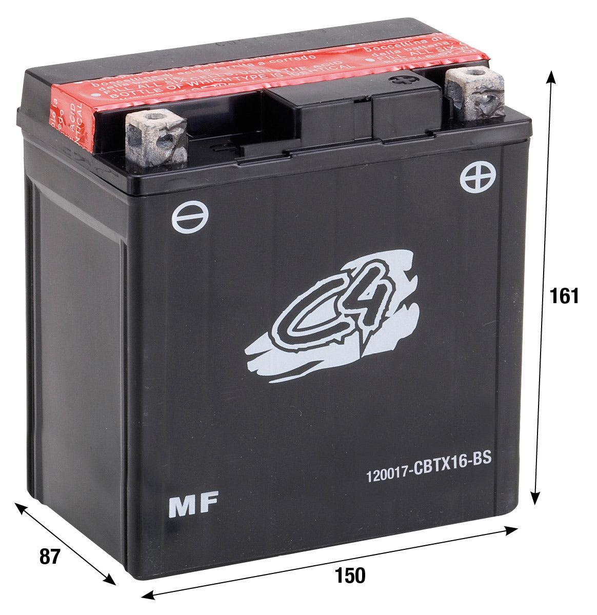 Batteria CBTX16-BS C4 GILERA PIAGGIO FUOCO 500 GP 800 MP3 400 2007-2012 120017