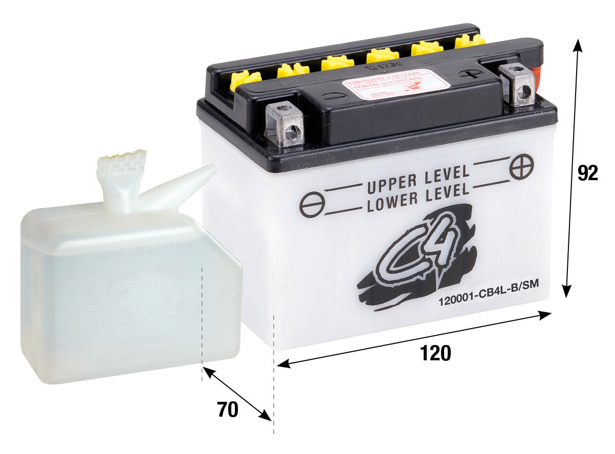 Batteria CB4L-B/SM ( + acido ) C4 APRILIA ATALA BENELLI BETA CAGIVA DERBI 120001