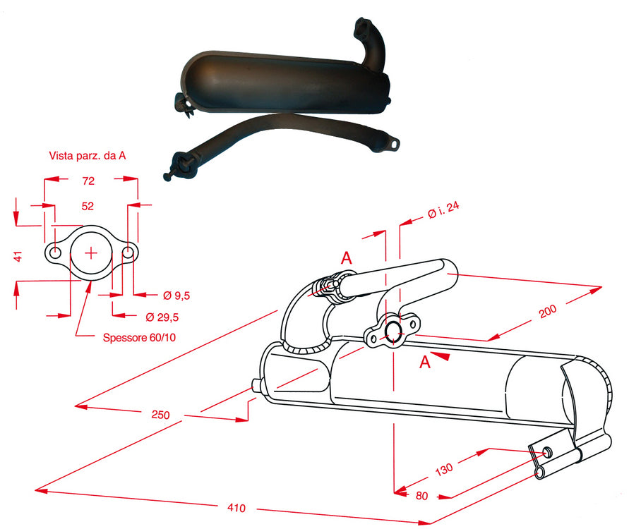Marmitta Sito Vespa ET3 125, 125 Primavera ET3 PRIMAVERA 125 1976-1983 0237 SITO