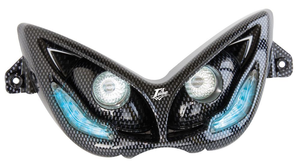 Maschera faro Nitro carbon con leds blu T4Tune MBK YAMAHA NITRO 50 400334