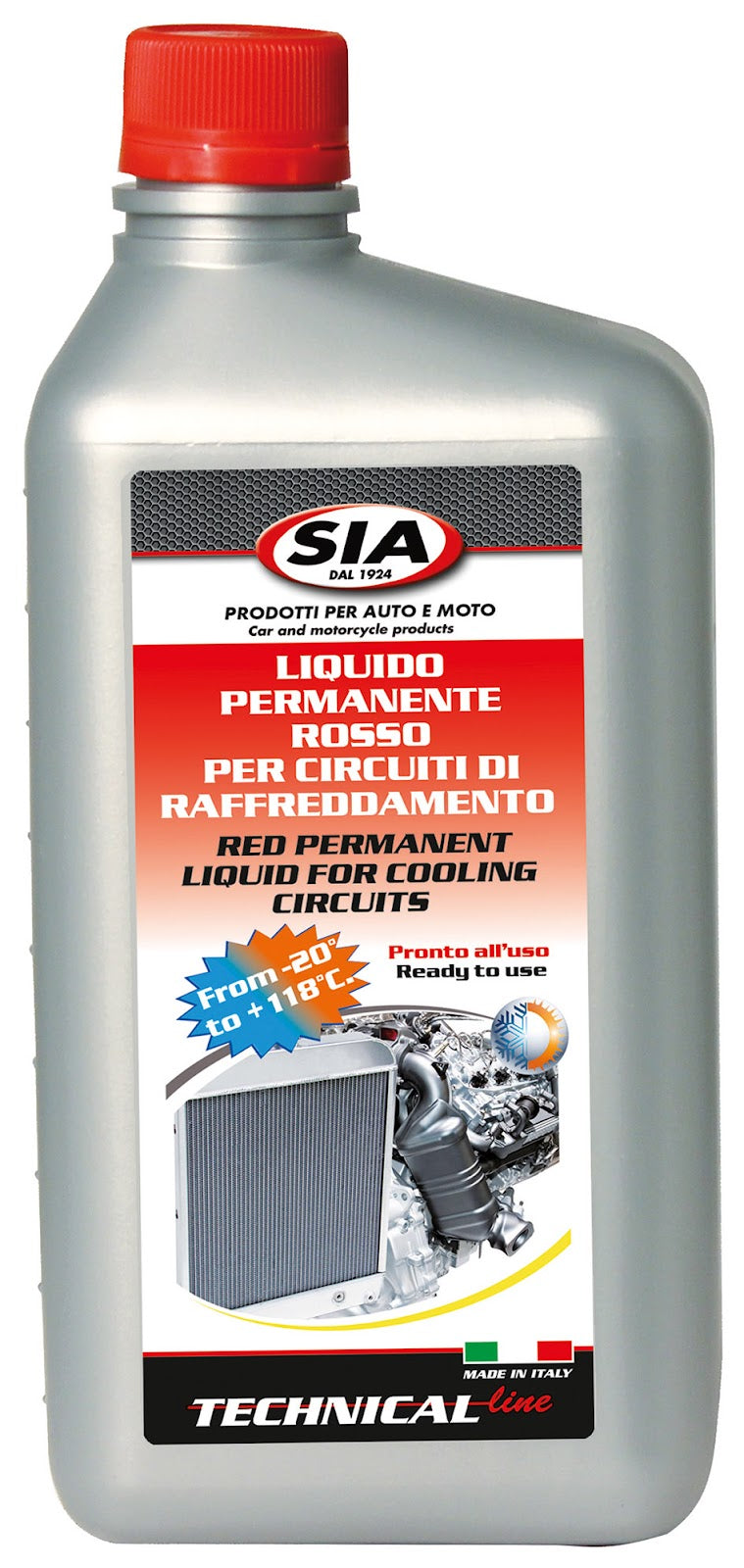 Liquido di raffreddamento -20° / +118° 1lt. inibito rosso Sia 155032