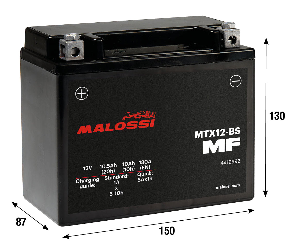 Batteria con acido Malossi MTX12-BS MF AEON APRILIA BENELLI DERBI GILERA 4419992