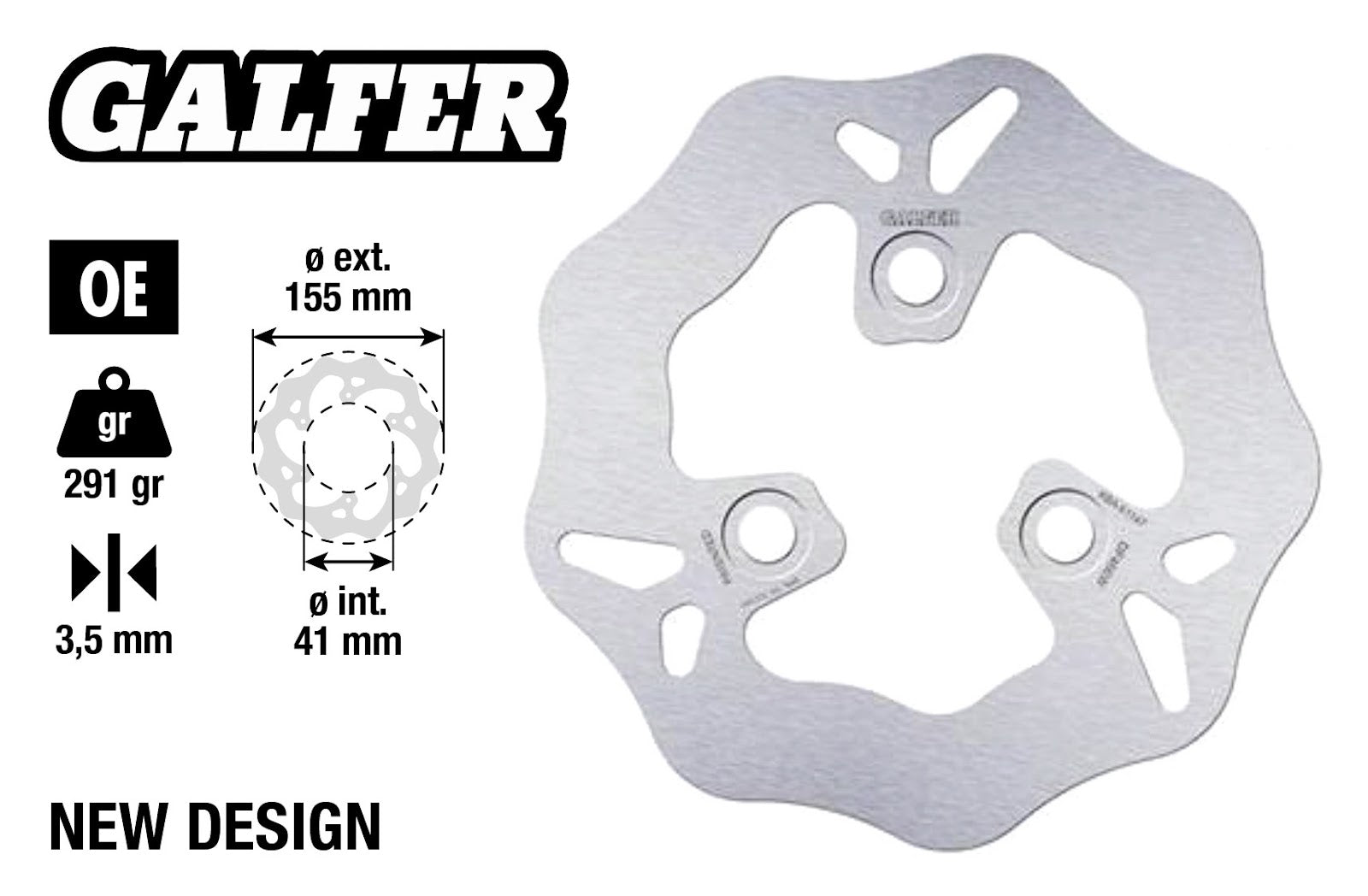 Disco freno Wave PGO Big Max ant. Ø 155mm Galfer APRILIA ITALJET MBK 152018