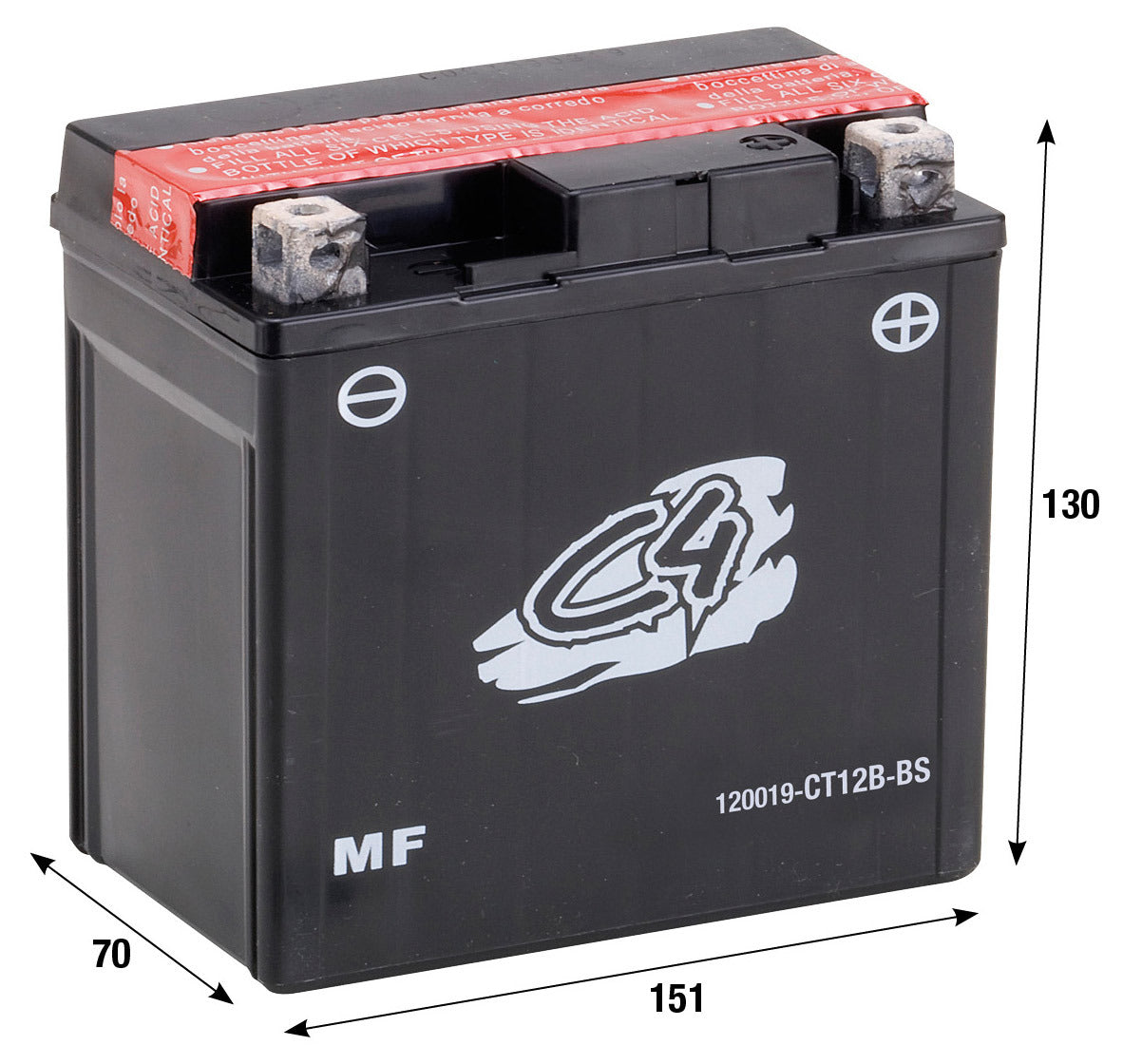 Batteria CT12B-BS C4 APRILIA VESPA YAMAHA SPORTCITY 125 SPORTCITY 200 120019