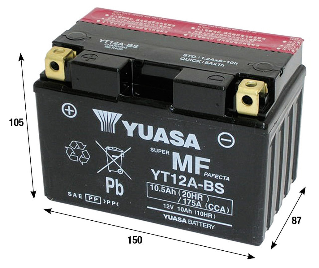 Batteria Yuasa YT12A-BS HONDA KAWASAKI KYMCO SUZUKI SYM PANTHEON 125 121018