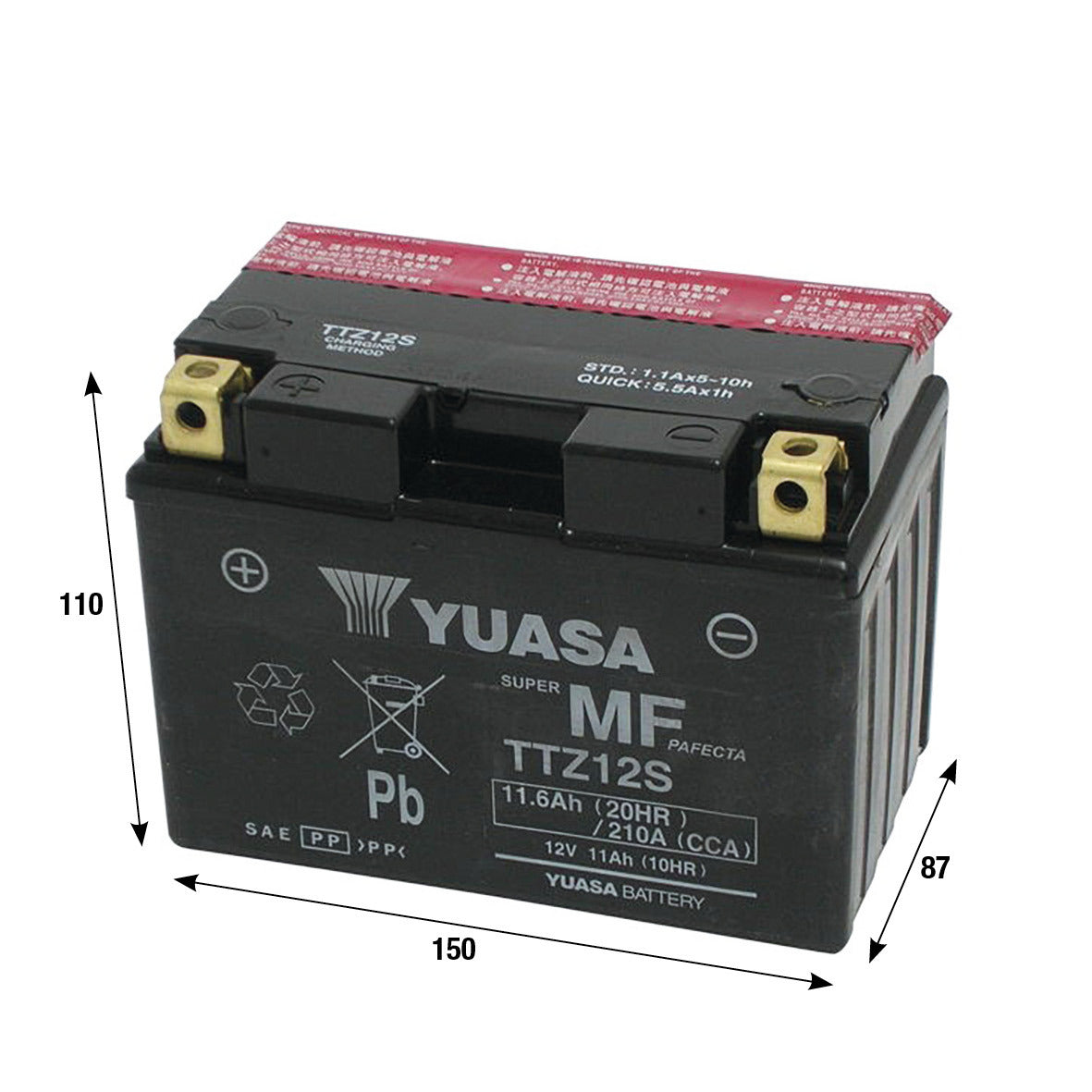 Batteria Yuasa TTZ12-S + acido HONDA KYMCO YAMAHA FORZA 250 JAZZ 250 121014
