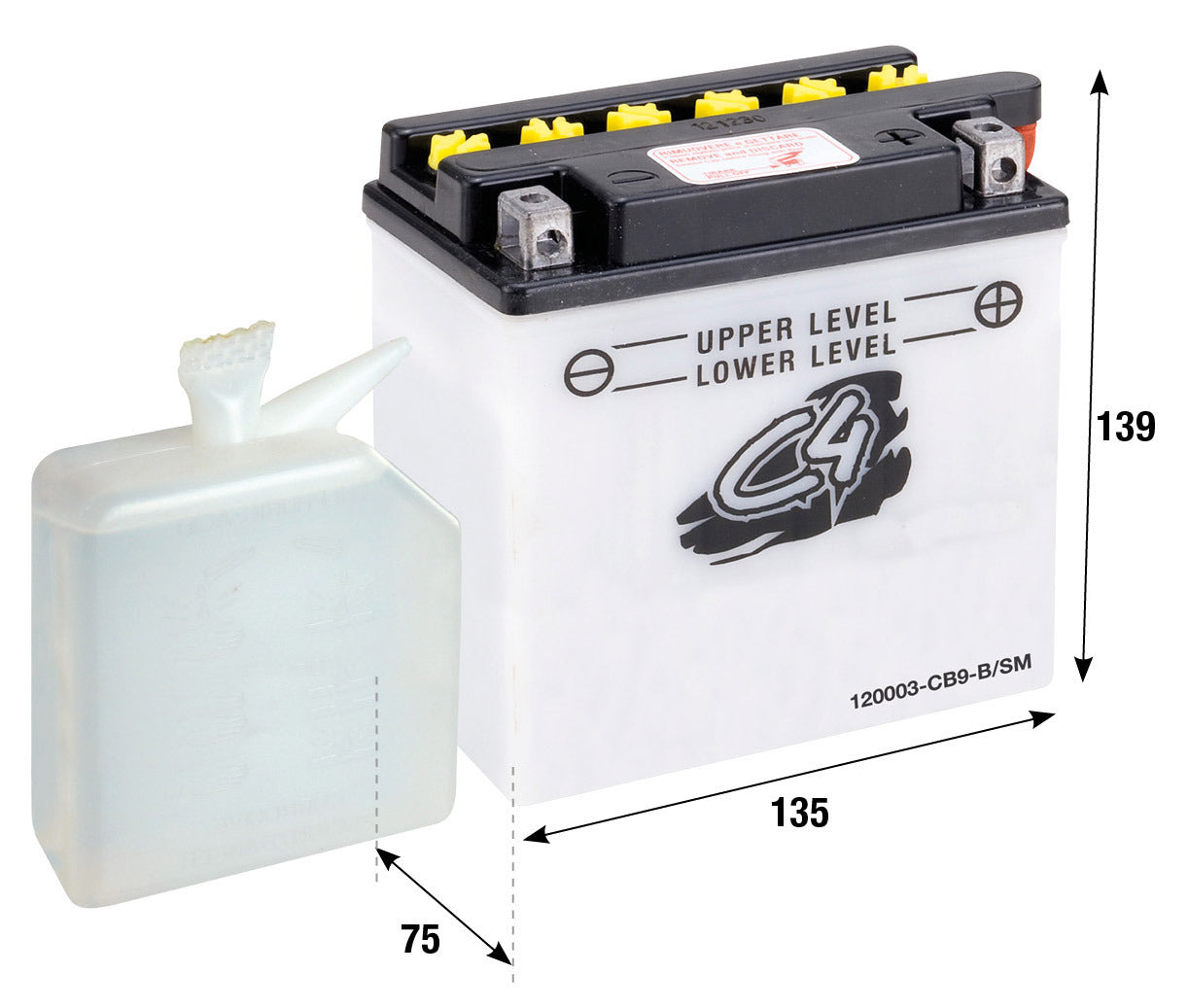 Batteria CB9-B/SM ( + acido ) C4 APRILIA CAGIVA DERBI GILERA ITALJET S 50 120003