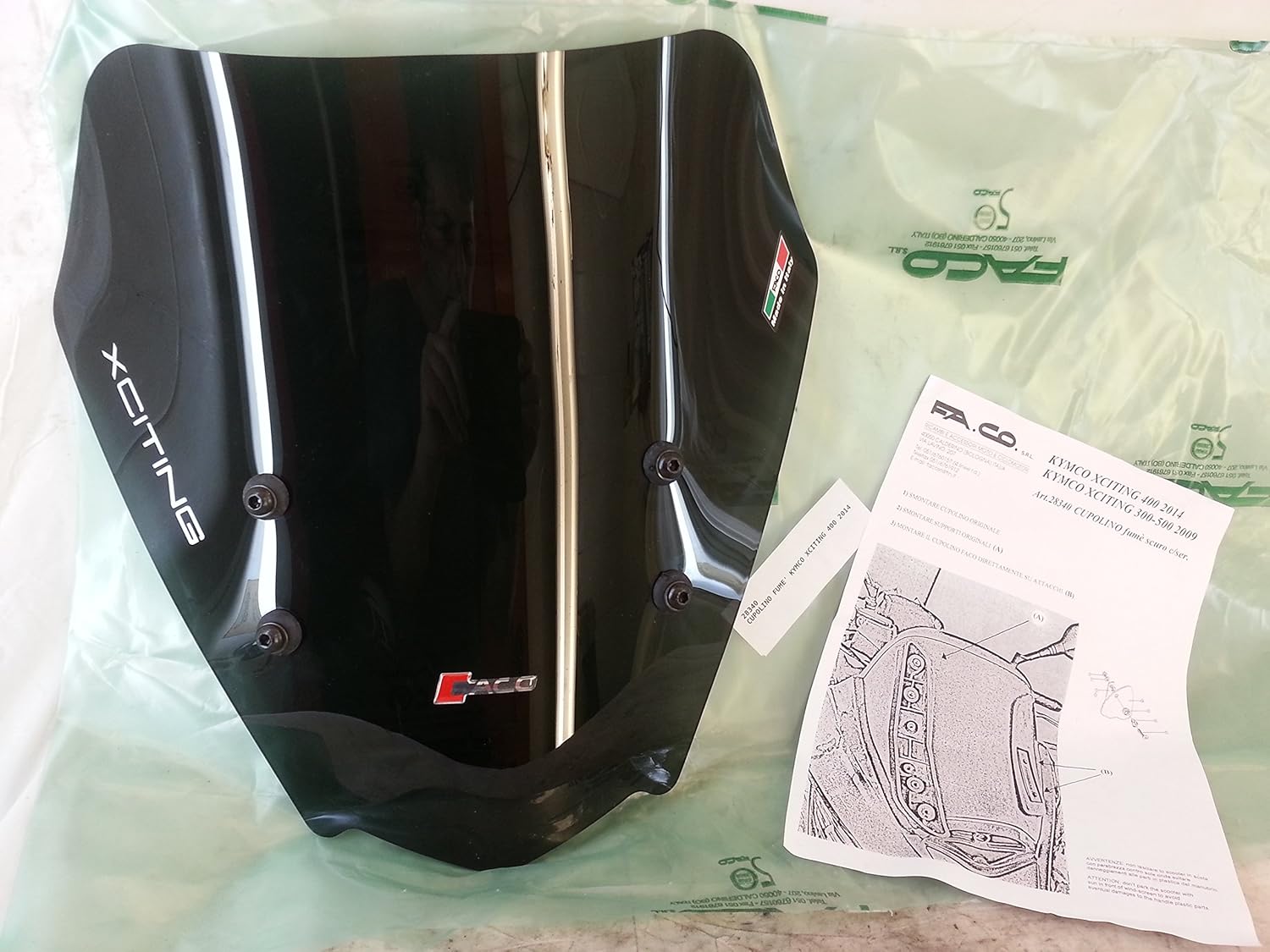 CUPOLINO FUMÈ scuro KYMCO XCITING 300-500 2009-2014 e 400 2013 in poi modello 2 fanali FACO.28340