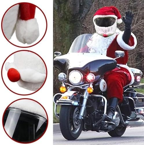 Copri Casco Helmets Copricapo Natalizio per Motociclisti, Cappello da Babbo Natale in Tessuto Morbido, Rosso, Accessorio per Feste|B0DMT716CW