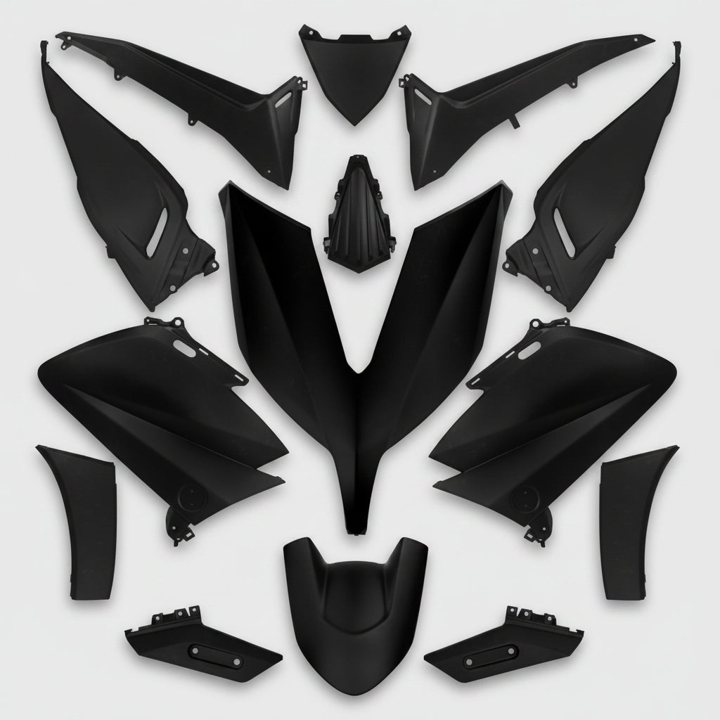 367312 KIT CARENE 14 PEZZI CARENA YAMAHA T MAX TMAX 530 2015- 2016 NERO OPACO, CARENA VERSIONE TIPO ORIGINALE