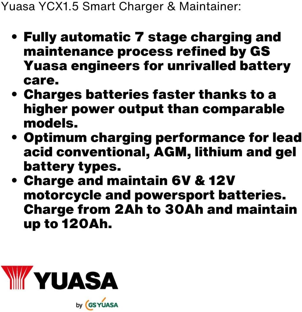 MANTENITORE DI CARICA BATTERIE YUASA YCX 1.5 6V/12V 1,5A CAPACITA 30 AH
