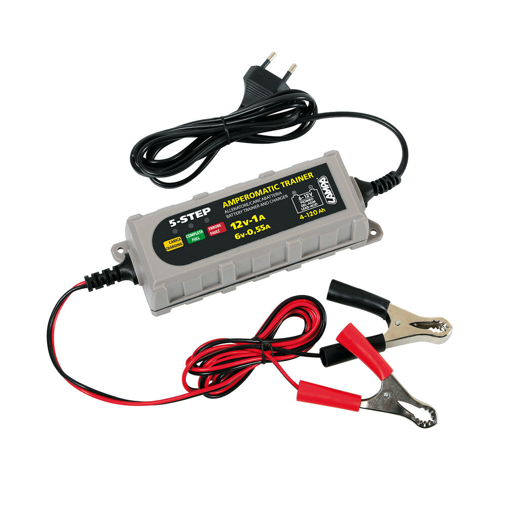 Amperomatic Trainer, caricabatteria intelligente, 6/12V - 0,55/1A
