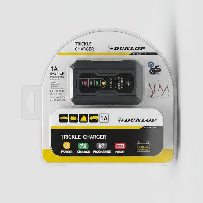 Caricabatterie Dunlop Mantenitore DI CARICA Batteria Auto Moto Scooter 6V 12V 6 Step