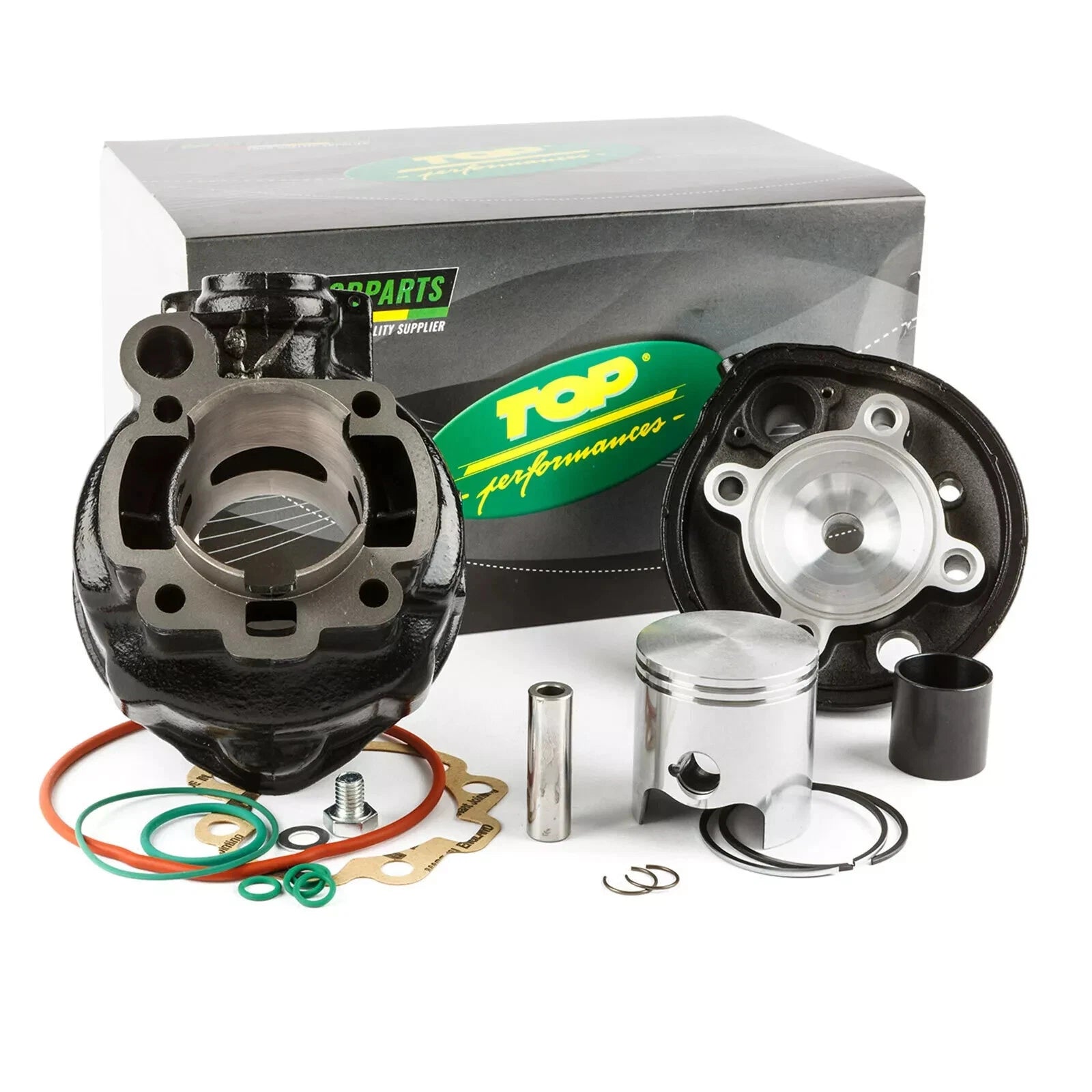Gruppo termico ø 49 per motori Minarelli AM345/6 - Cilindro in ghisa Minacrom 5 travasi - Cilindrata 73,5cc - Corsa mm. 39 - Rapp. Comp. 1:12,5 - Completo di testa