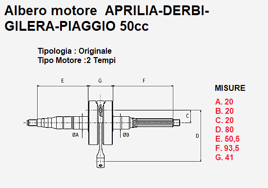 Albero Motore Spinotto 12 – Motori Piaggio 50 2T APRILIA GILERA DERBI VESPA
