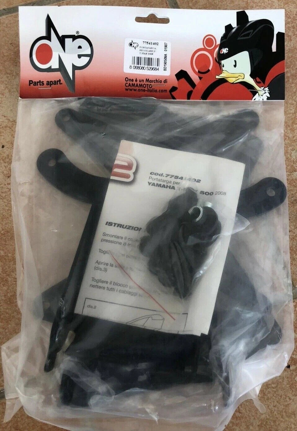 Portatarga regolabile con il Catadiotro e luce Targa Yamaha Tmax 500 2008/2011