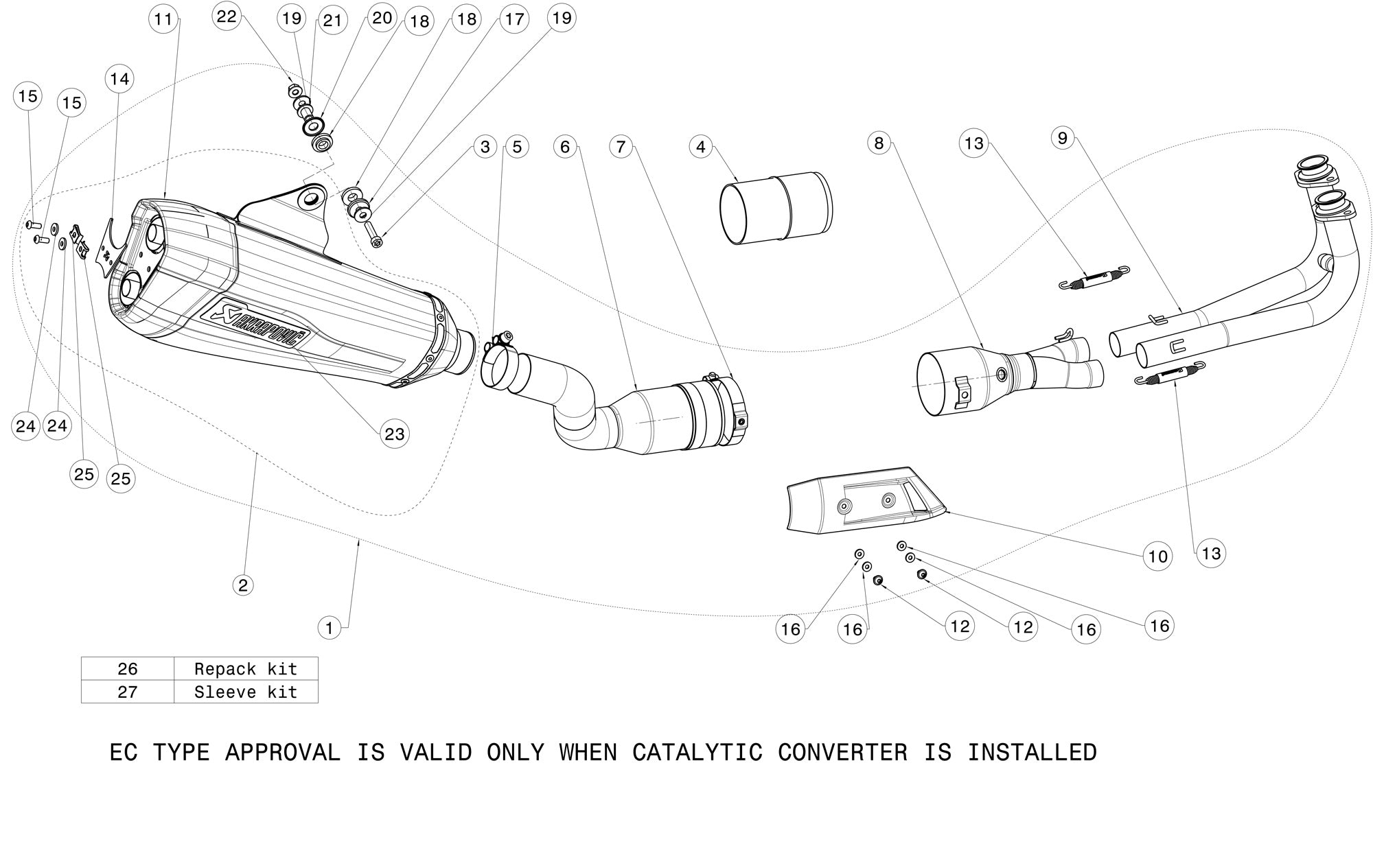 S-Y5R3-HZEMT/1 - Scarico Completo Akrapovic Racing Titanio Yamaha TMAX 530 (17-19) 560 (20-24)