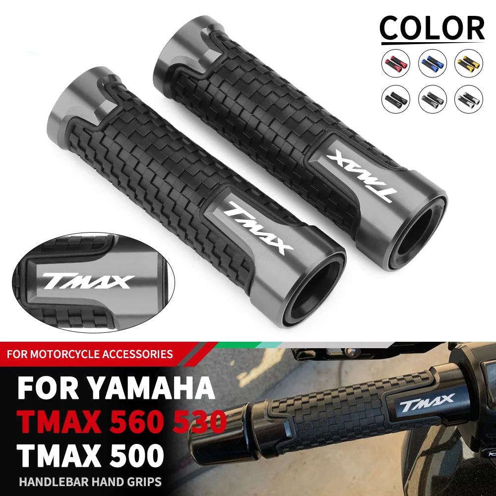 COPPIA MANOPOLE CON SCRITTA TMAX VARI COLORI YAMAHA T MAX 500 530 560 ARGENTO ORO NERO BLU ROSSO TITANIO