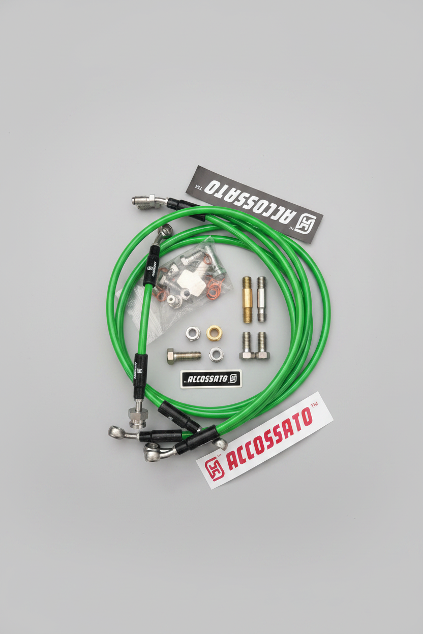 Kit Tubi Freno Verdi raccordi Inox Accossato Yamaha XP 500 T-Max 2008-2011 (AGF9715-7)