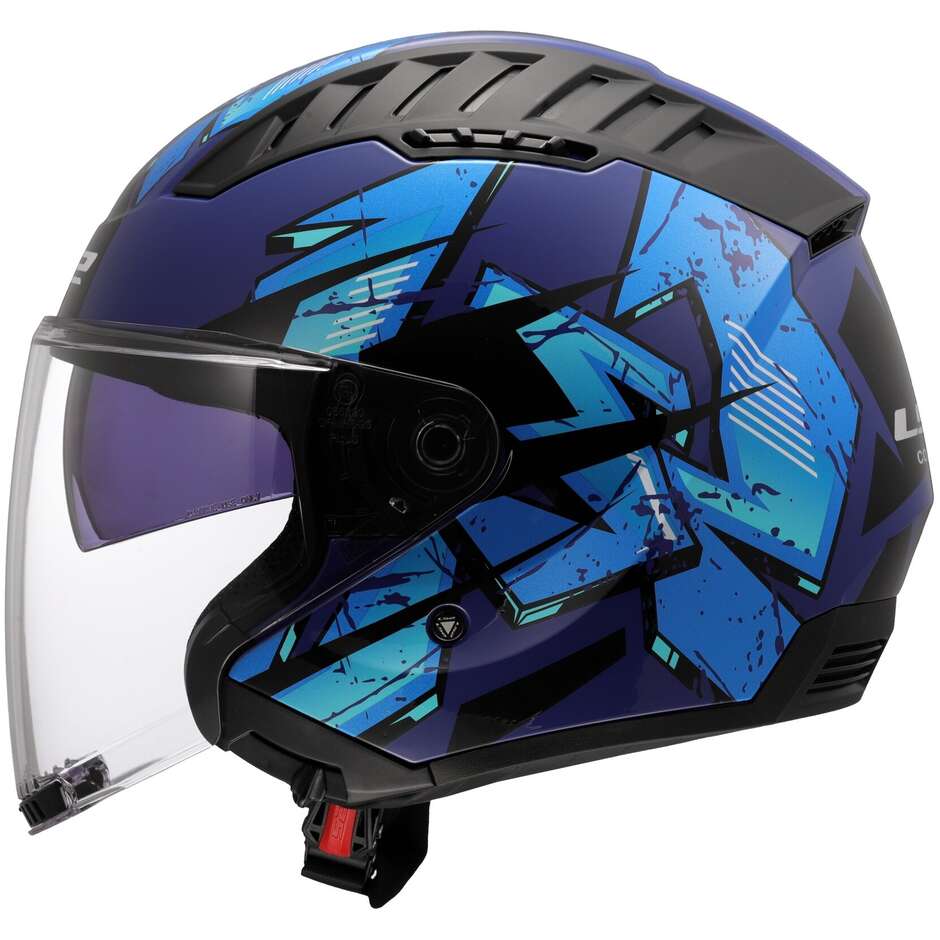 Casco Moto Jet LS2 OF600 COPTER II KANJI Blue