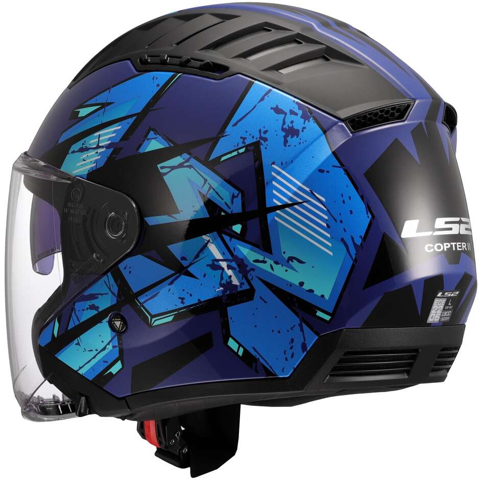Casco Moto Jet LS2 OF600 COPTER II KANJI Blue