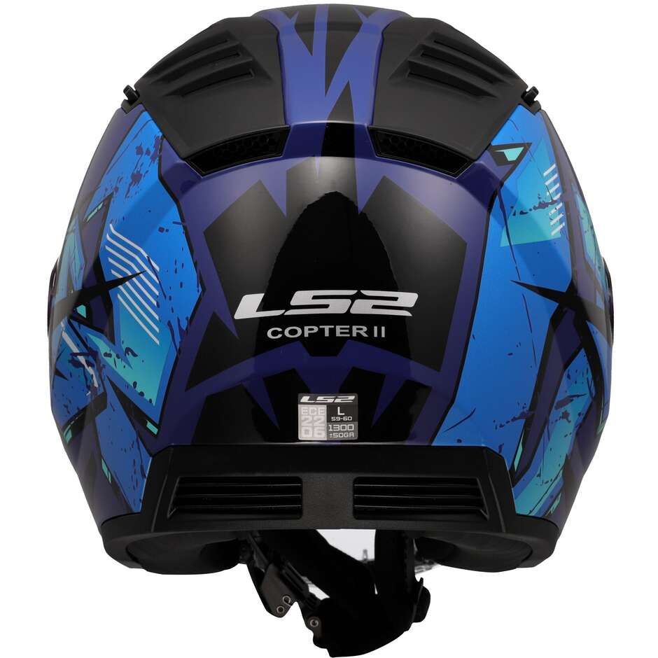 Casco Moto Jet LS2 OF600 COPTER II KANJI Blue