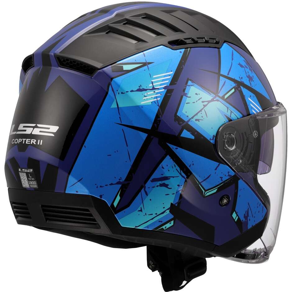 Casco Moto Jet LS2 OF600 COPTER II KANJI Blue