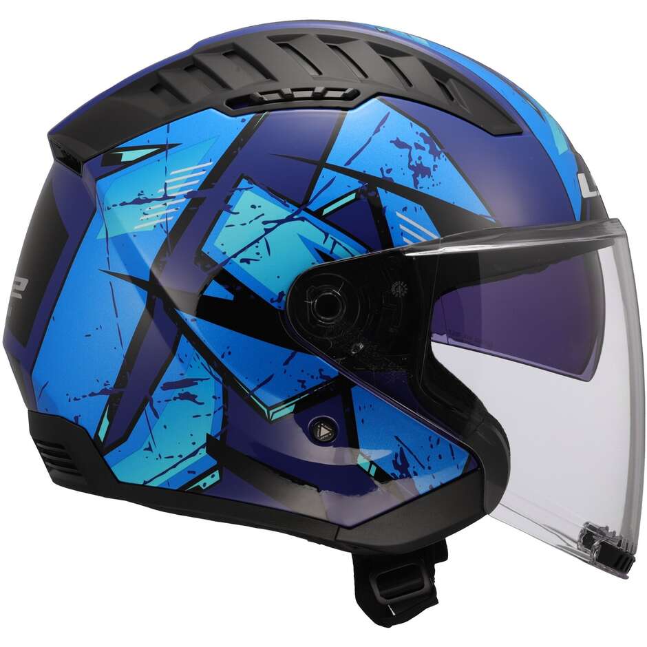 Casco Moto Jet LS2 OF600 COPTER II KANJI Blue