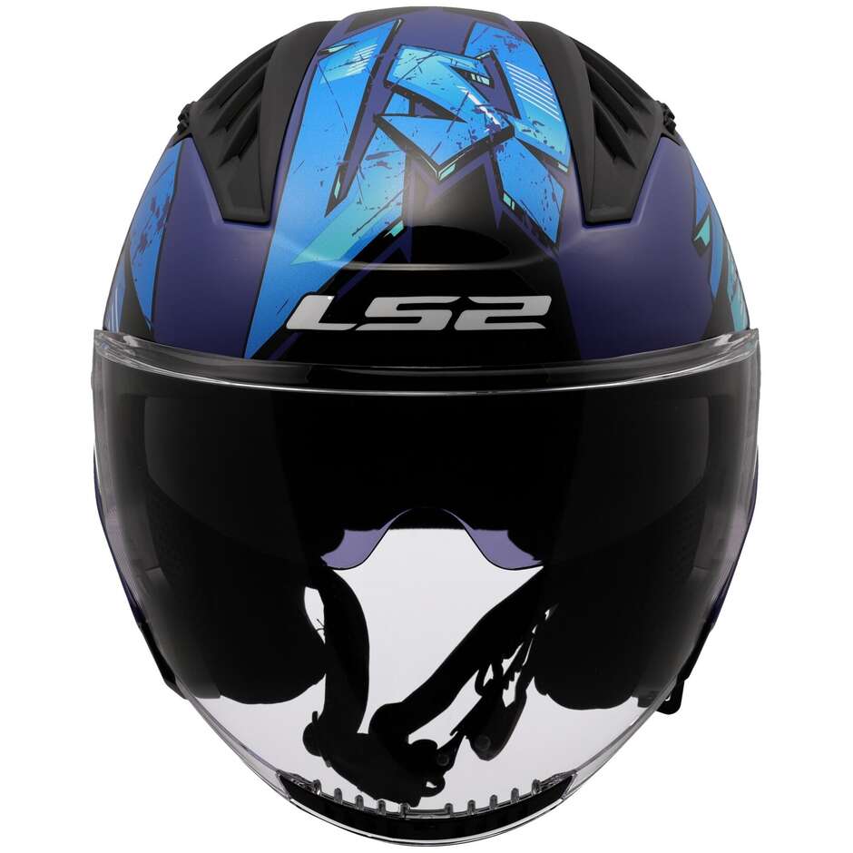 Casco Moto Jet LS2 OF600 COPTER II KANJI Blue