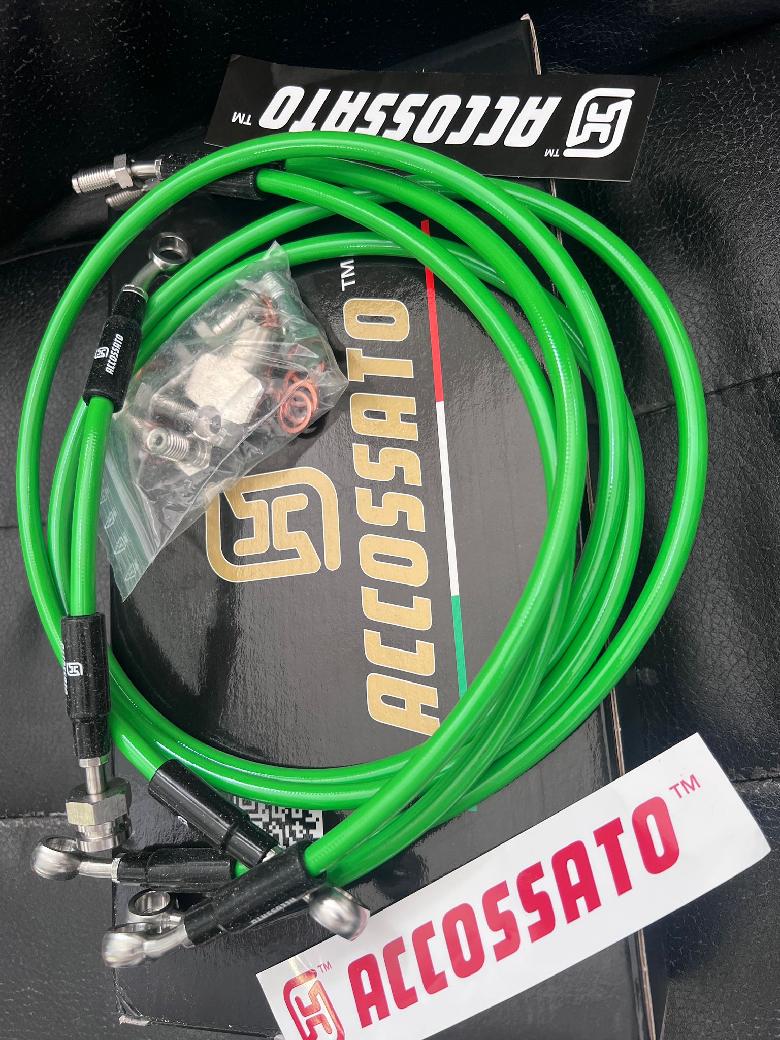 Kit Tubi Freno Verdi raccordi Inox Accossato Yamaha XP 500 T-Max 2008-2011 (AGF9715-7)