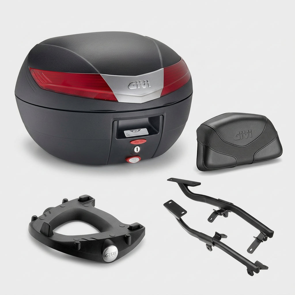 Kit bauletto GIVI V40 nero rosso per YAMAHA T-MAX 500